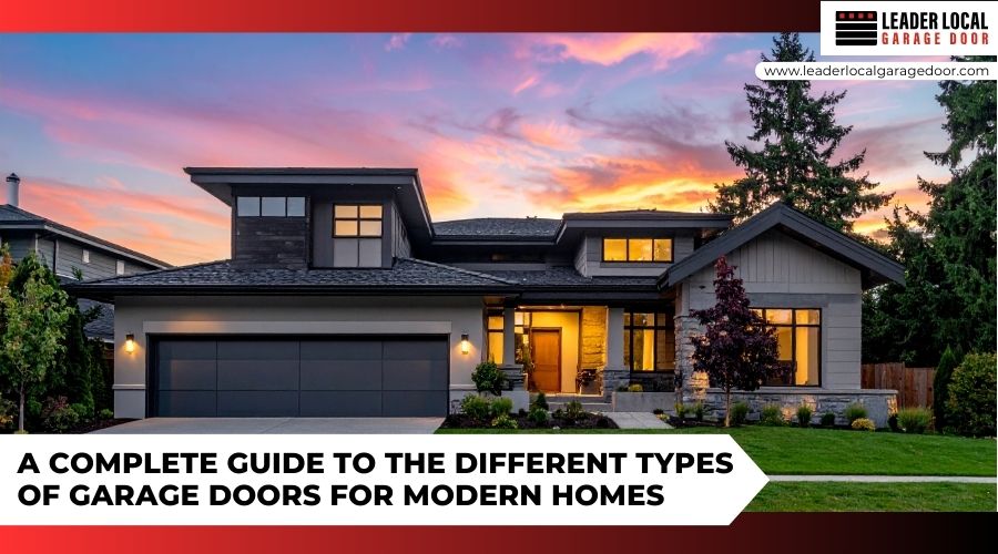 Modern suburban home with modern garage door