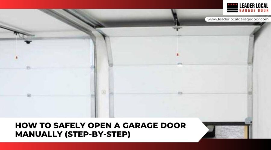 howtomanuallyopenagaragedoor Leader Local Garage Door Leader Local Garage Door Inside view of closed white sectional garage doors with overhead emergency release cords