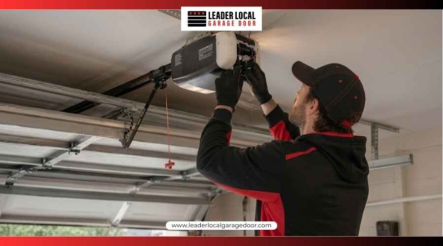Garage door technician handing a digital clipboard or shaking hands with a homeowner